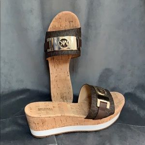 Michael Kors wedge sandal (brown and gold)